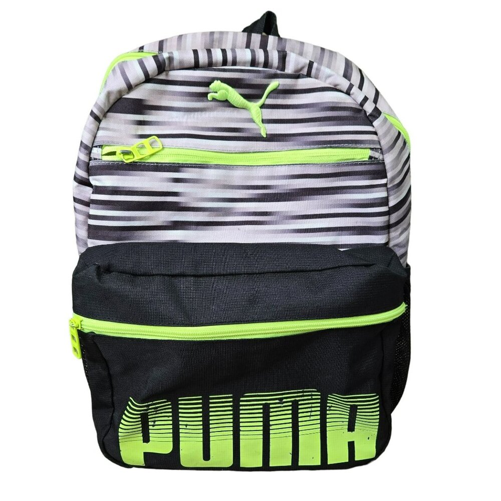 PUMA Kids Meridian Backpack Youth Size School Back Pack Bag Gray Neon Yellow